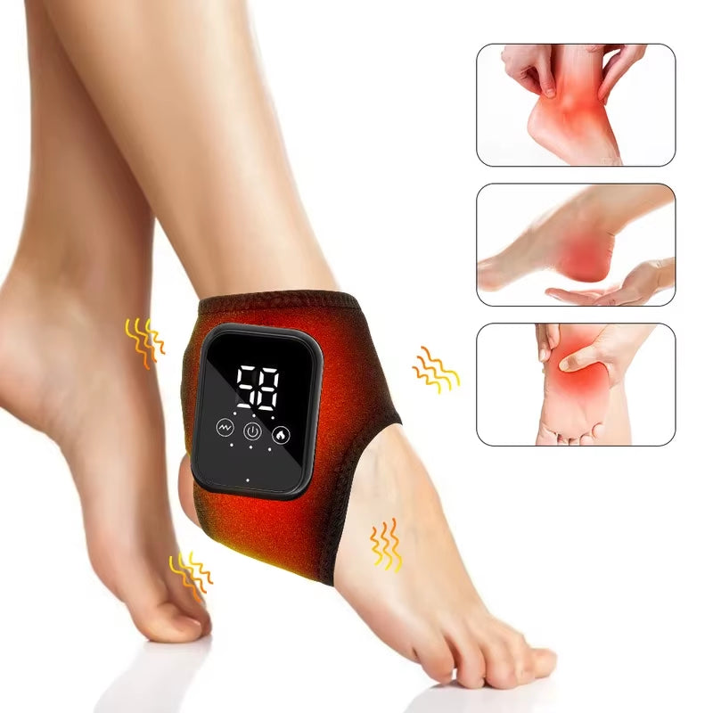 Revolutionary Heated Ankle Massager with Vibration - Ultimate Support Brace for Plantar Fasciitis and Joint Relief