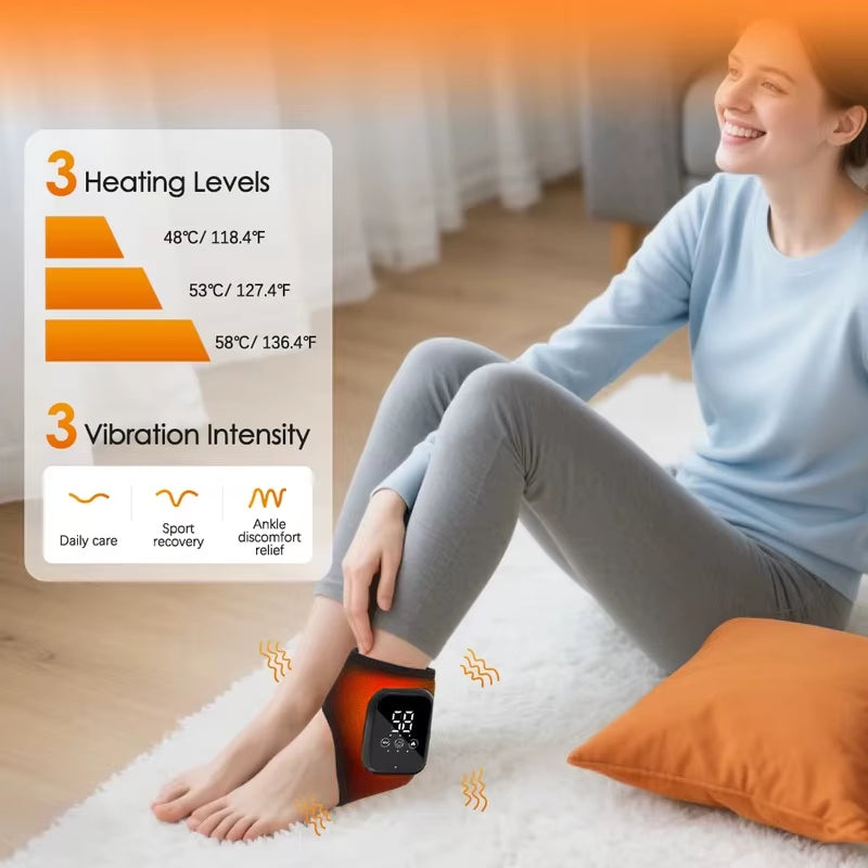 Revolutionary Heated Ankle Massager with Vibration - Ultimate Support Brace for Plantar Fasciitis and Joint Relief
