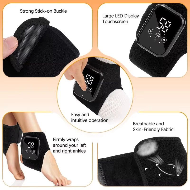 Revolutionary Heated Ankle Massager with Vibration - Ultimate Support Brace for Plantar Fasciitis and Joint Relief