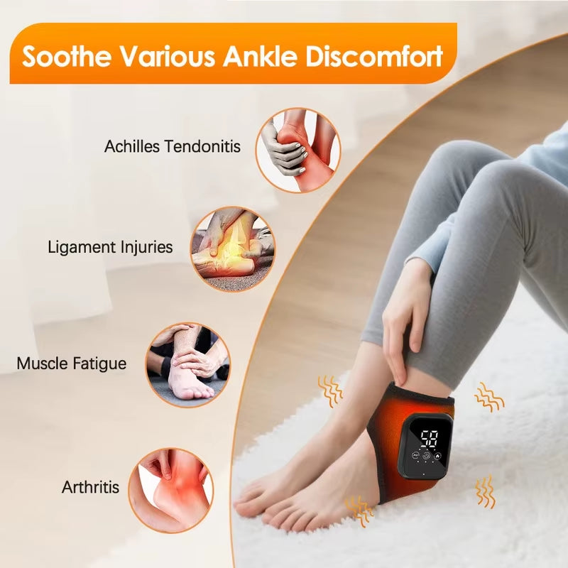 Revolutionary Heated Ankle Massager with Vibration - Ultimate Support Brace for Plantar Fasciitis and Joint Relief