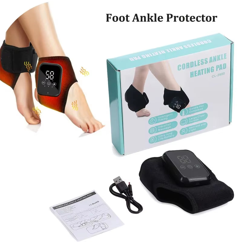 Revolutionary Heated Ankle Massager with Vibration - Ultimate Support Brace for Plantar Fasciitis and Joint Relief