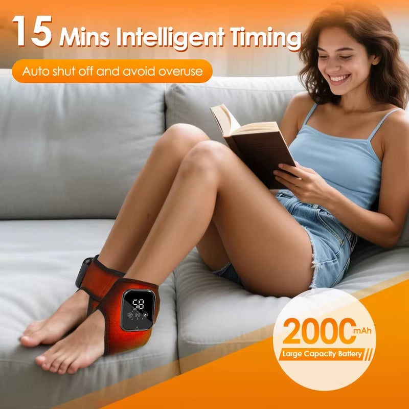 Revolutionary Heated Ankle Massager with Vibration - Ultimate Support Brace for Plantar Fasciitis and Joint Relief